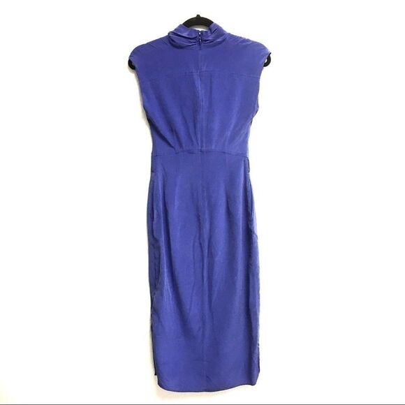 TED BAKER Silk Sleeveless Cowl Neck Midi Dress Blue XS - Picture 2 of 7